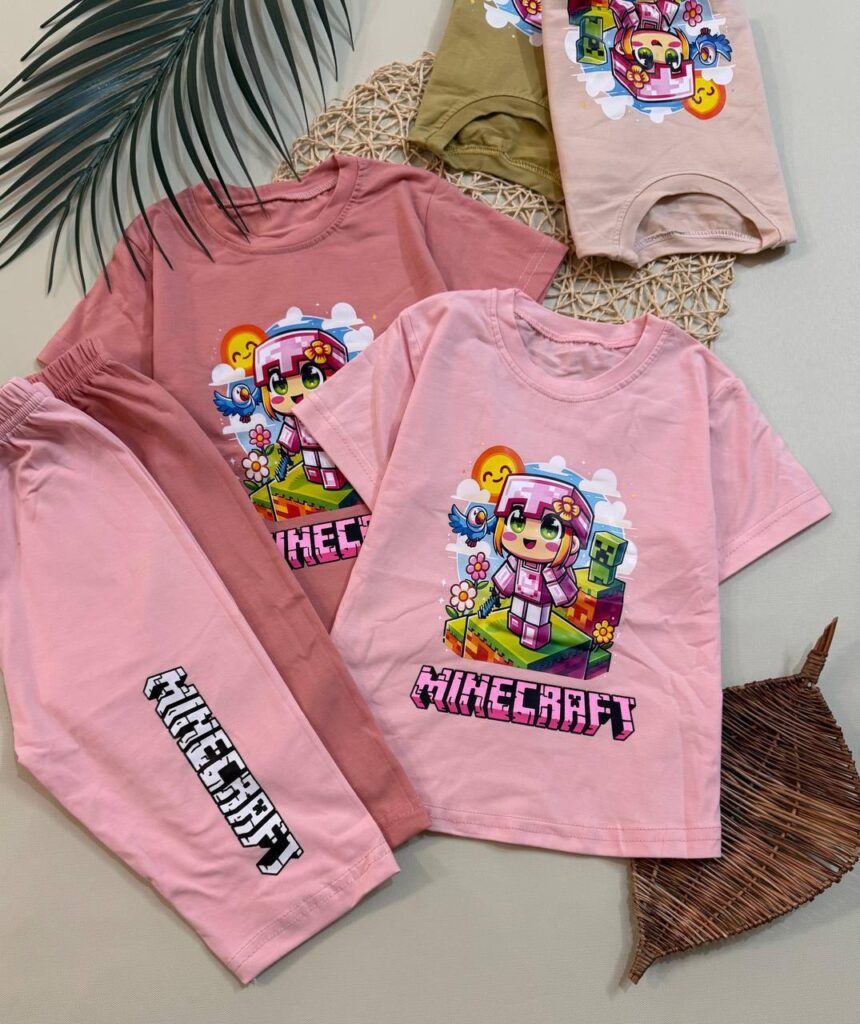 تیشرت شلوارک ماینکرافت دخترانه