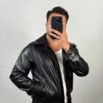 کاپشن چرم بایکری باکسی