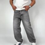 شلوار جین نیم بگ طوسی