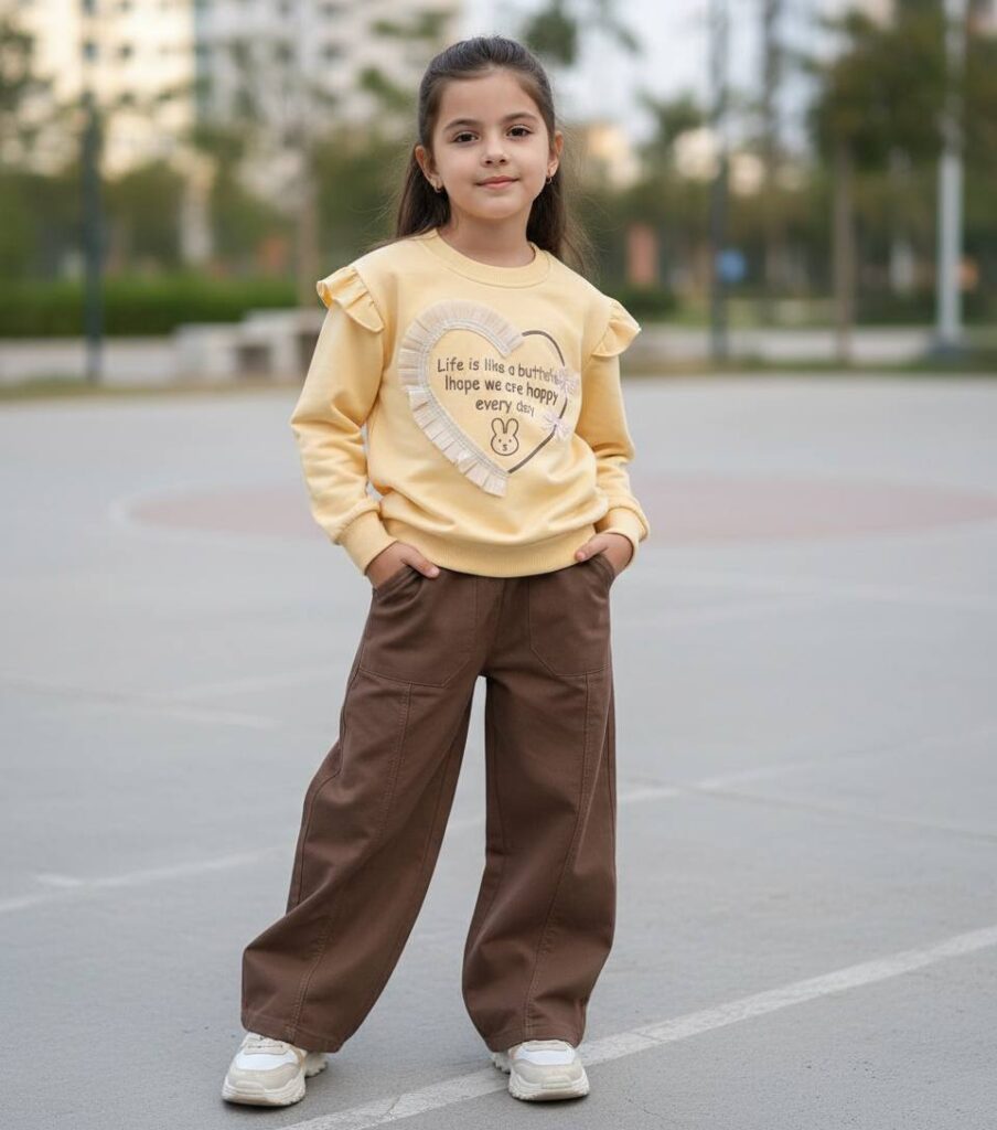 ست دخترانه با شلوار کتان