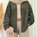 شومیز لینن گلدوزی قلبی