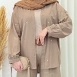 شومیز لینن گلدوزی قلبی