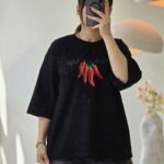تیشرت باکسی زنانه تک سنگشور شده